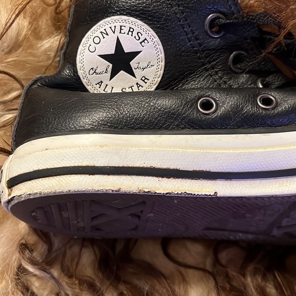 CONVERSE Custom Black Leather Hi-Tops 6 - Picture 5 of 5